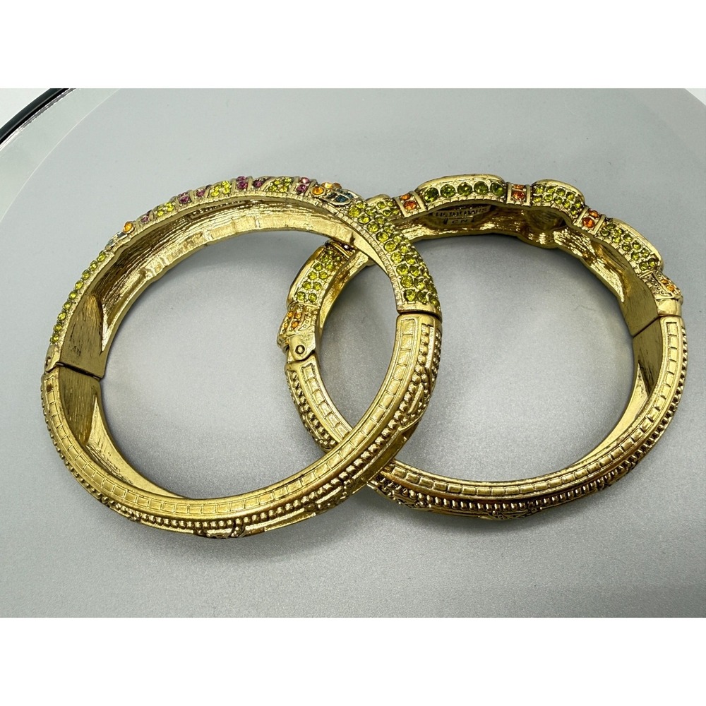 Heidi Daus Triple Play Crystal Bangle Bracelet 2 Pc Red (Siam Multi) STUNNING! - Picture 12 of 12